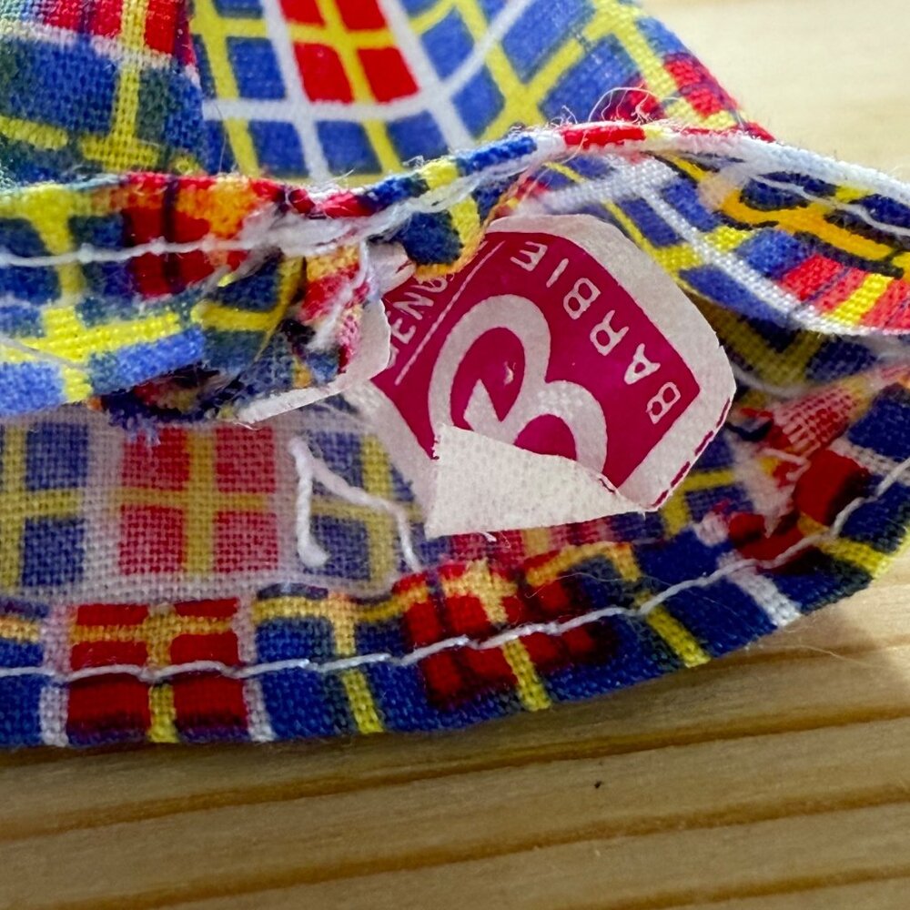 Vintage Barbie Kelly Doll Dress Multicolor Plaid Pattern Y2K - Picture 2 of 4